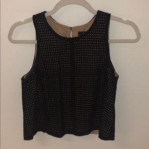 Cropped Tan and Black See-Through BCBG Top